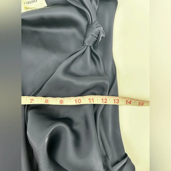 Nanushka Shanti Knot Detail Satin Midi Dress Sleeveless Wrap Navy Blue Size S - Picture 12 of 14